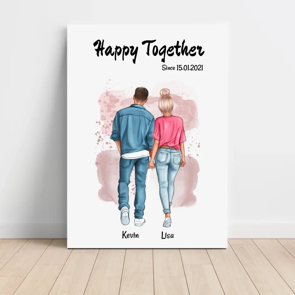 Jahrestag Freund Freundin Poster personalisiert, Paar Bild gestalten - Cantty