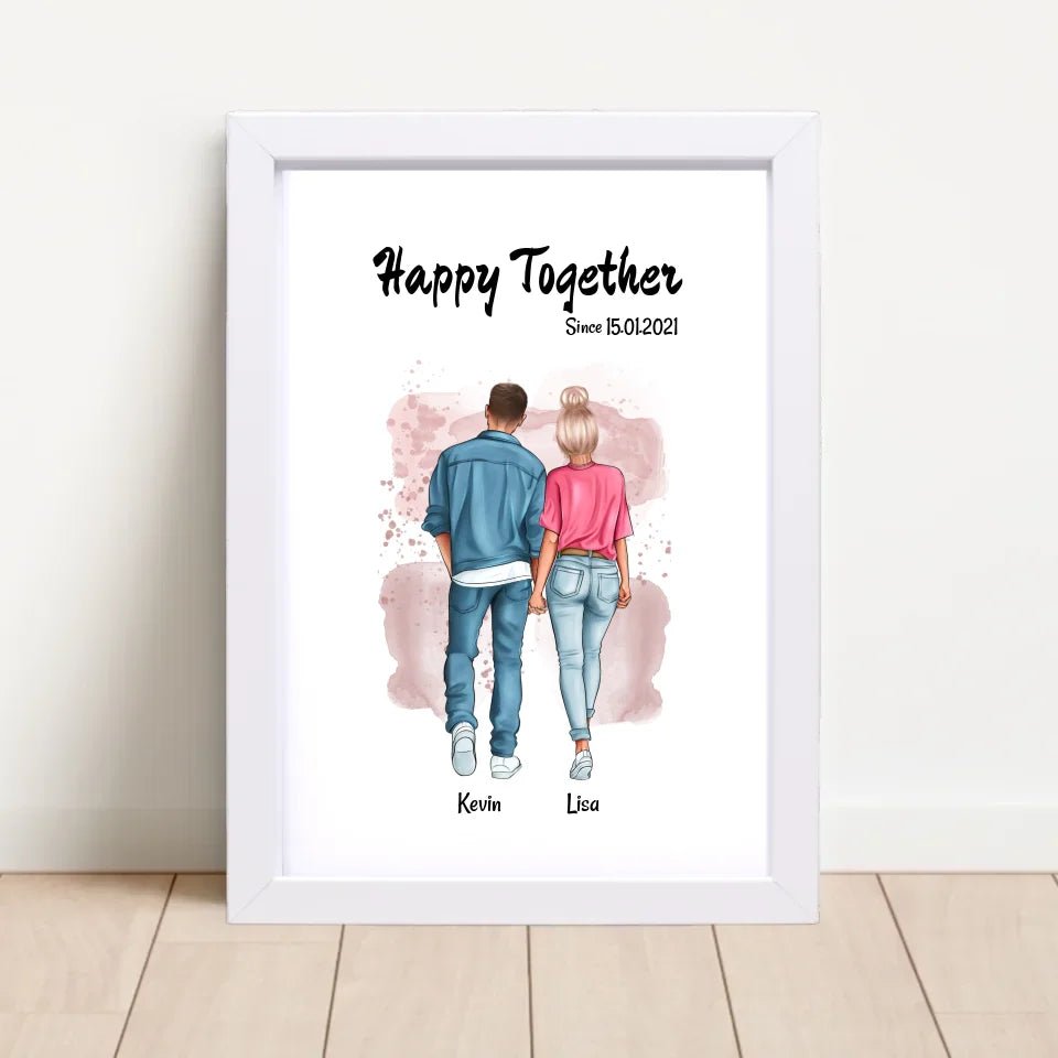 Jahrestag Freund Freundin Poster personalisiert, Paar Bild gestalten - Cantty