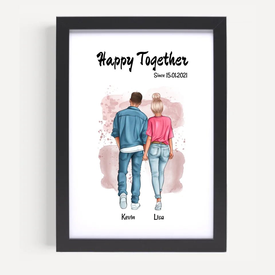 Jahrestag Freund Freundin Poster personalisiert, Paar Bild gestalten - Cantty