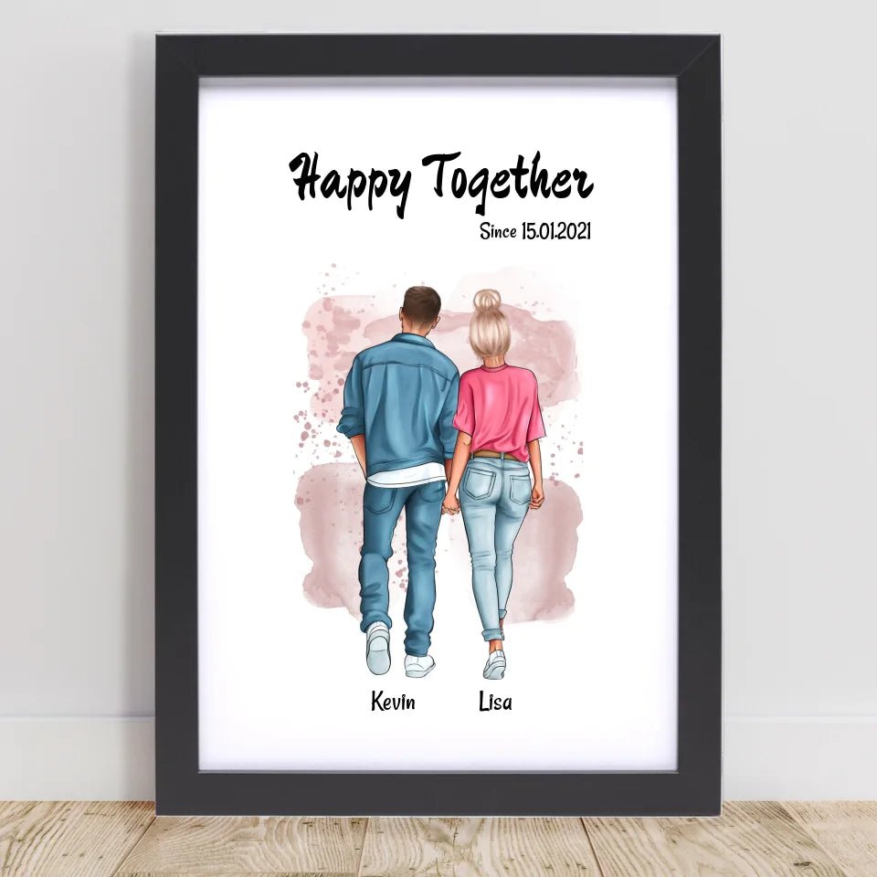 Jahrestag Freund Freundin Poster personalisiert, Paar Bild gestalten - Cantty