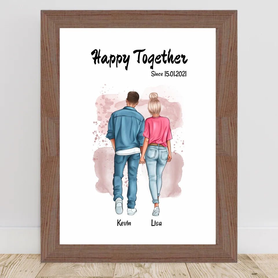 Jahrestag Freund Freundin Poster personalisiert, Paar Bild gestalten - Cantty