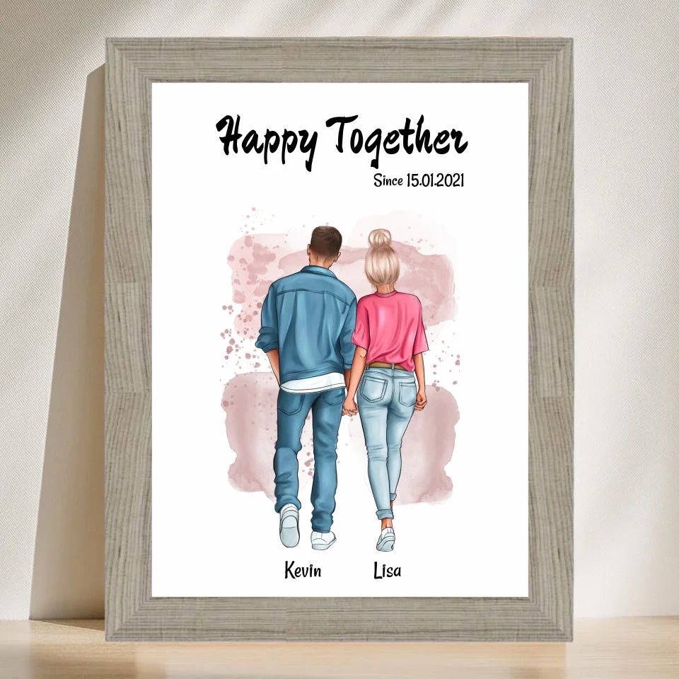 Jahrestag Freund Freundin Poster personalisiert, Paar Bild gestalten - Cantty