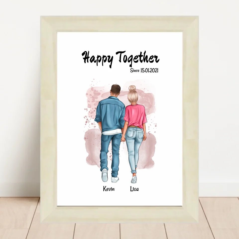 Jahrestag Freund Freundin Poster personalisiert, Paar Bild gestalten - Cantty