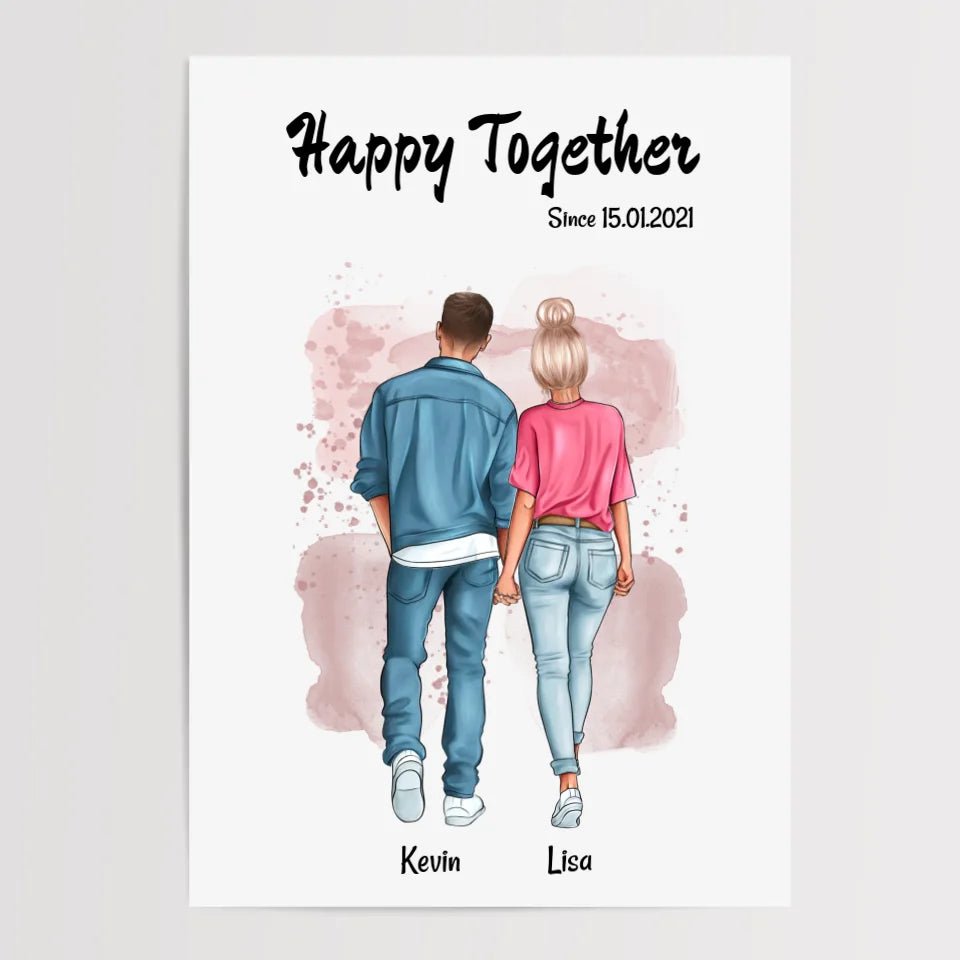 Jahrestag Freund Freundin Poster personalisiert, Paar Bild gestalten - Cantty
