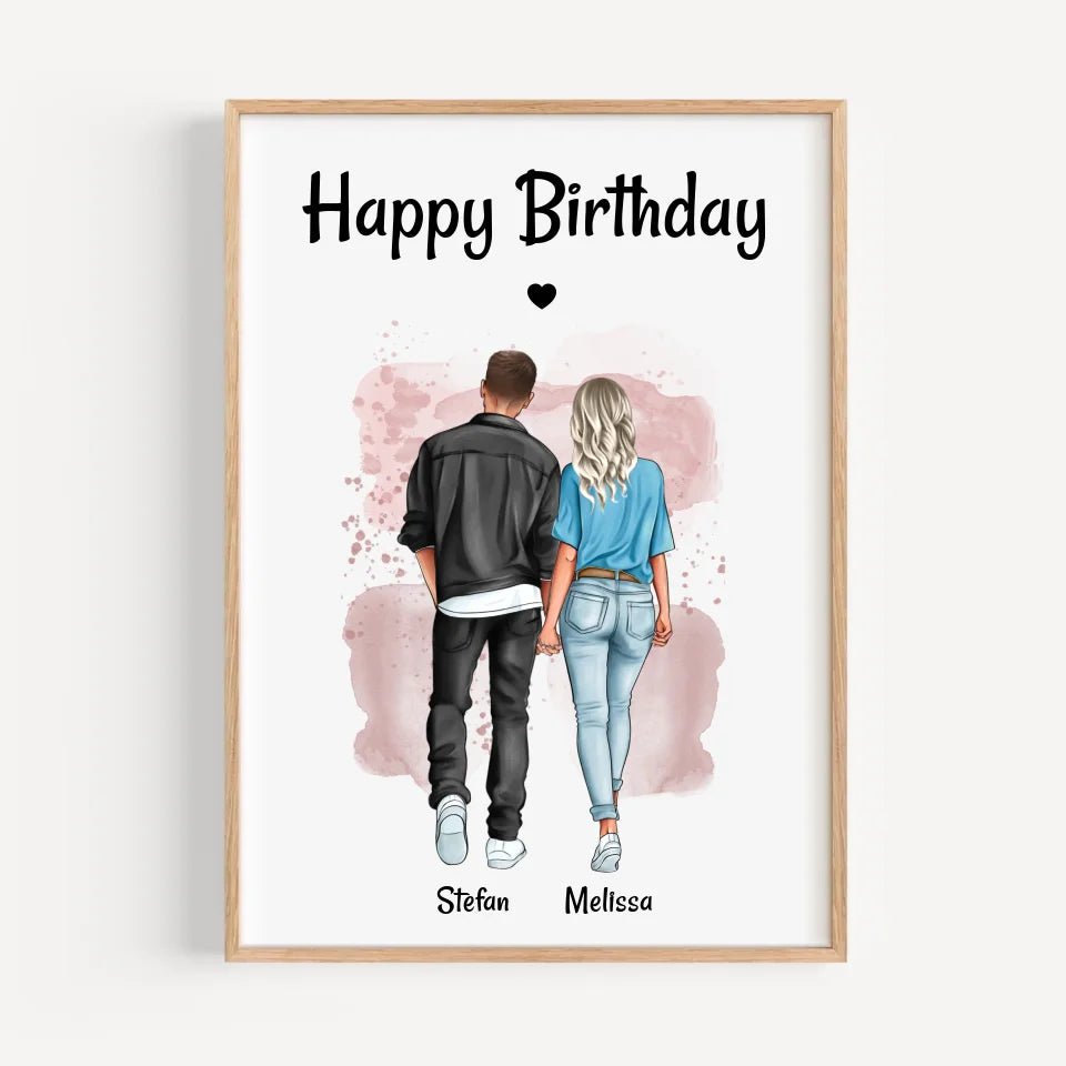 Paar Bild Geschenk personalisiert, Freund & Freundin Poster Geburtstagsgeschenk - Cantty
