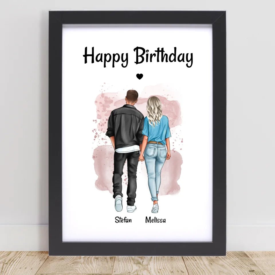 Paar Bild Geschenk personalisiert, Freund & Freundin Poster Geburtstagsgeschenk - Cantty