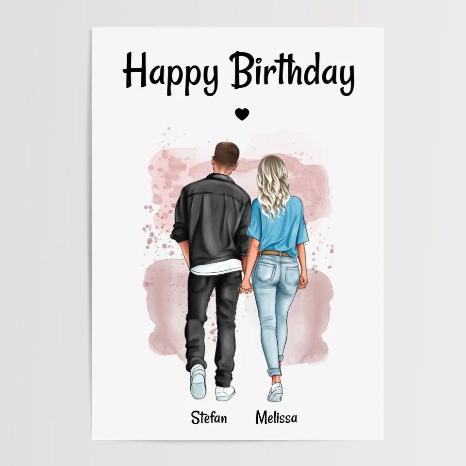 Paar Bild Geschenk personalisiert, Freund & Freundin Poster Geburtstagsgeschenk - Cantty