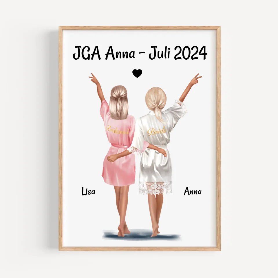 JGA Braut und Brautjungfer Bild Geschenk personalisiert - Cantty