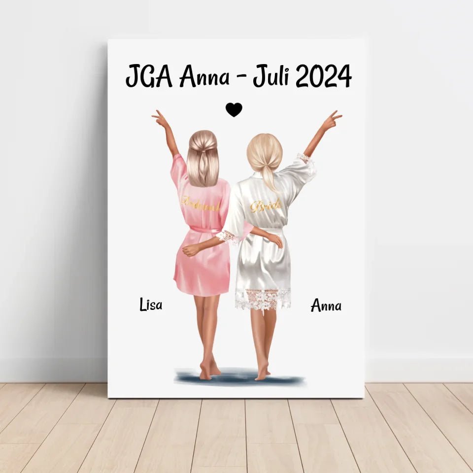 JGA Braut und Brautjungfer Bild Geschenk personalisiert - Cantty