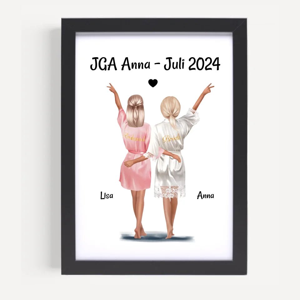 JGA Braut und Brautjungfer Bild Geschenk personalisiert - Cantty