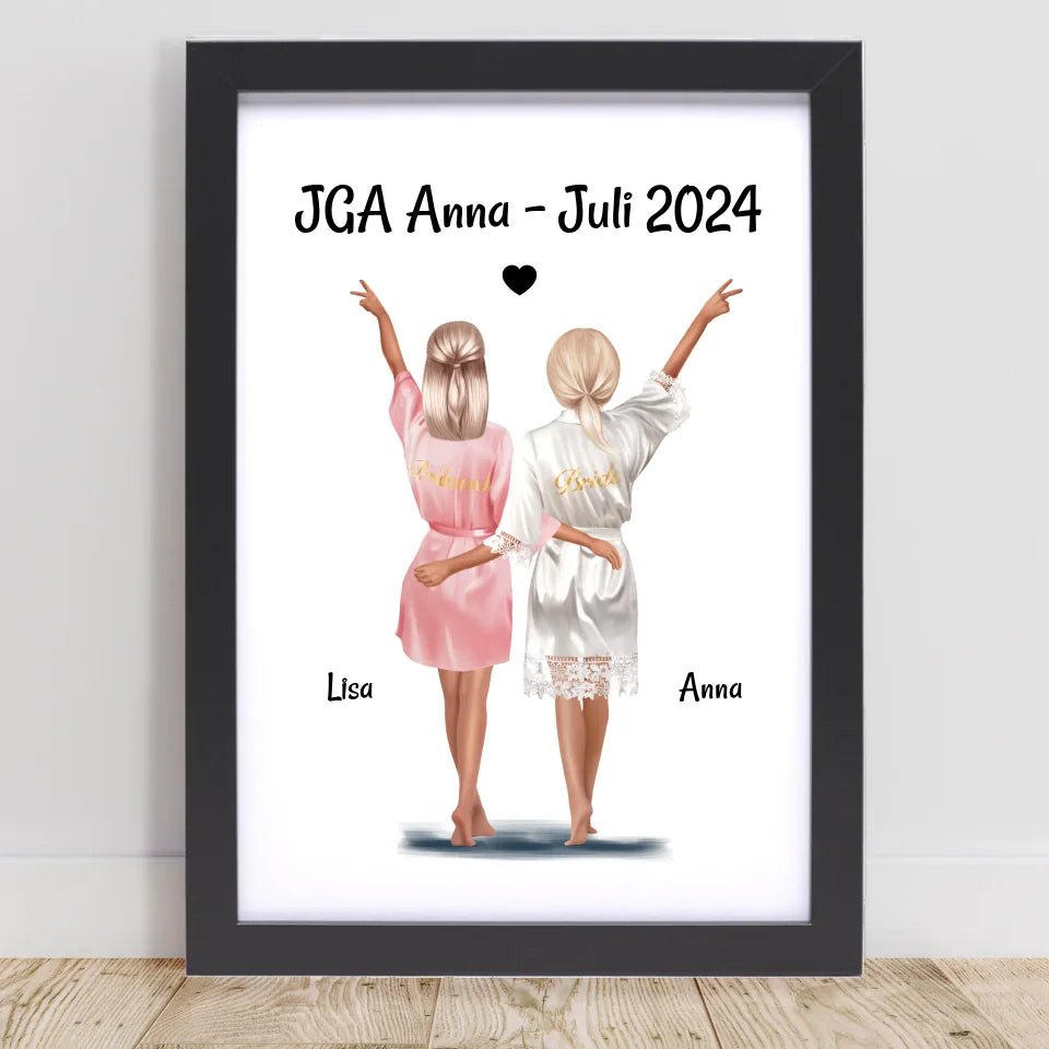JGA Braut und Brautjungfer Bild Geschenk personalisiert - Cantty
