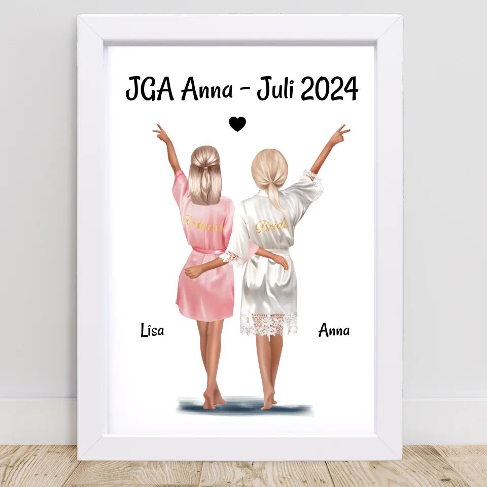 JGA Braut und Brautjungfer Bild Geschenk personalisiert - Cantty
