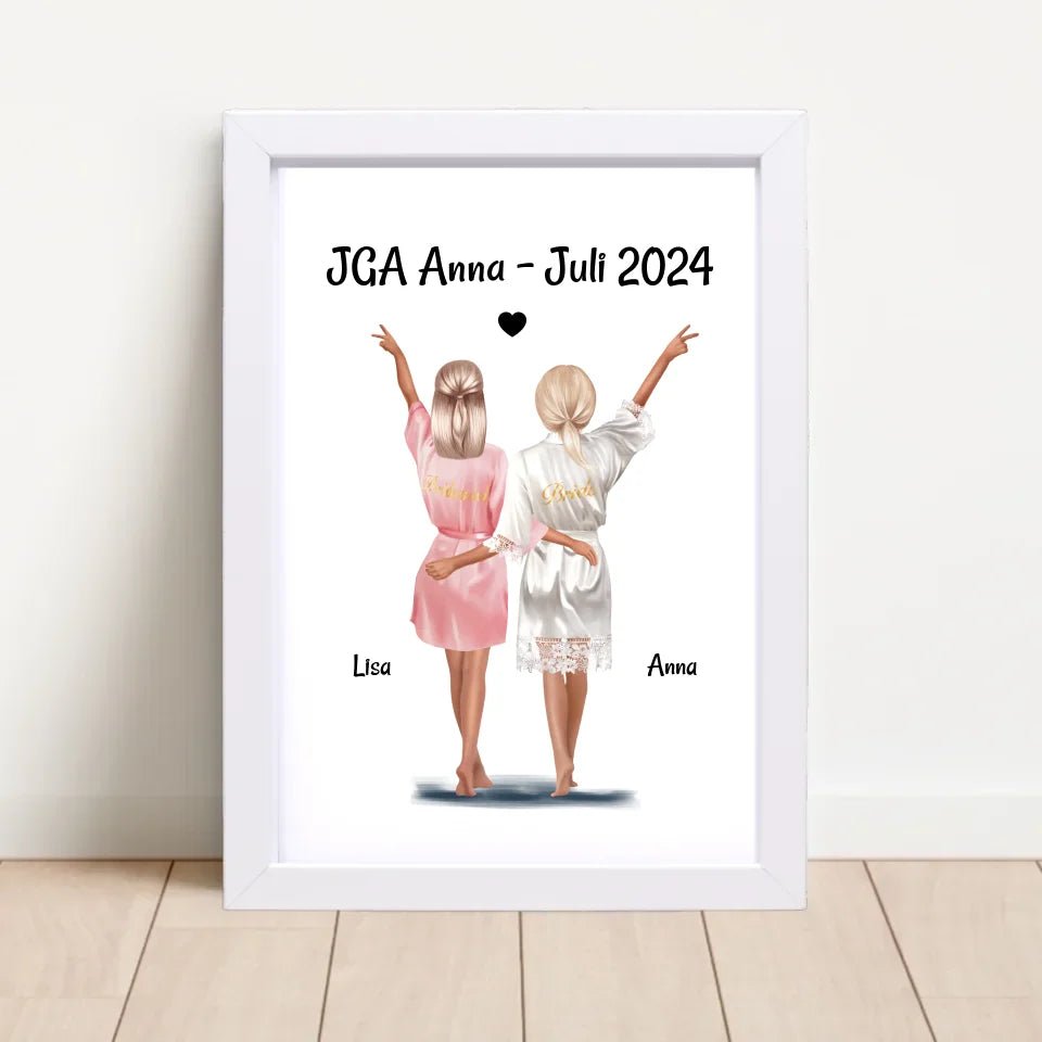 JGA Braut und Brautjungfer Bild Geschenk personalisiert - Cantty