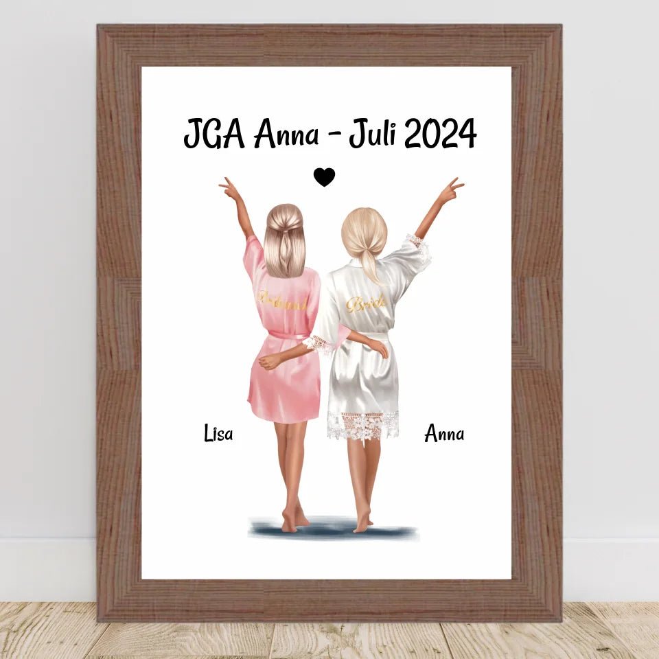 JGA Braut und Brautjungfer Bild Geschenk personalisiert - Cantty