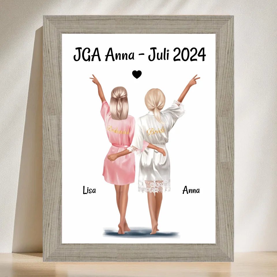 JGA Braut und Brautjungfer Bild Geschenk personalisiert - Cantty