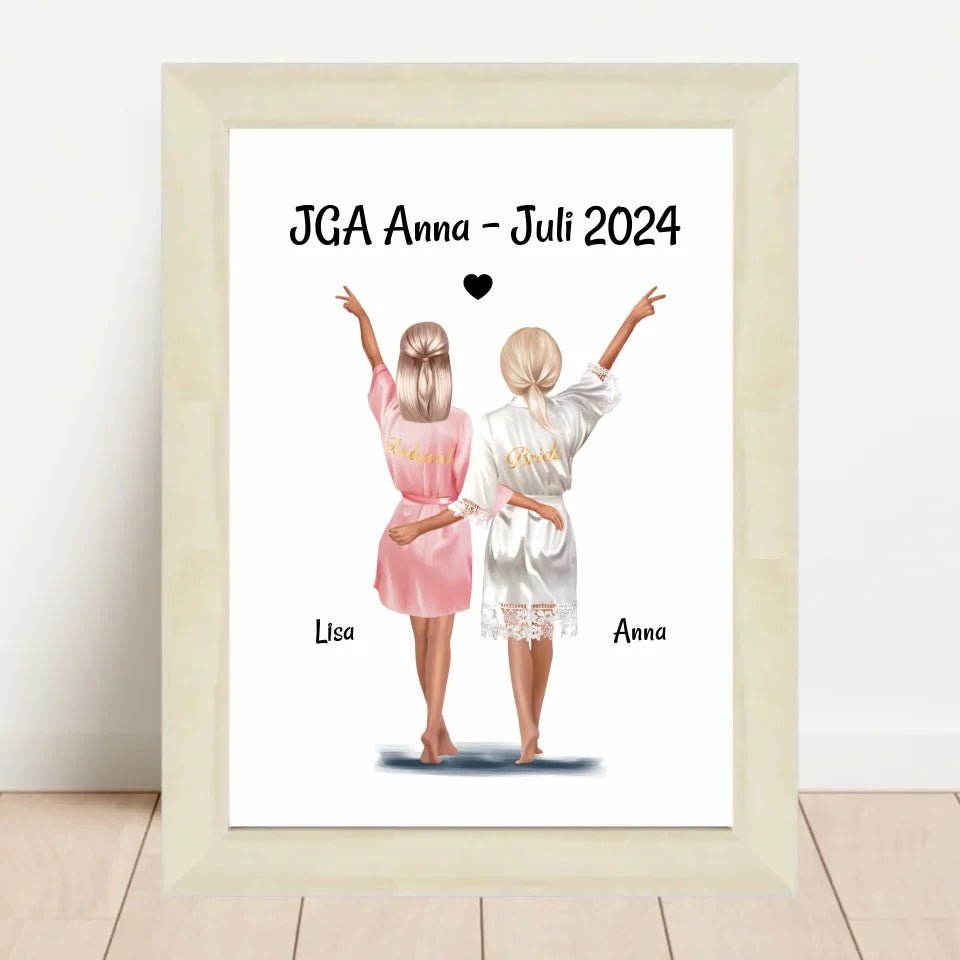 JGA Braut und Brautjungfer Bild Geschenk personalisiert - Cantty