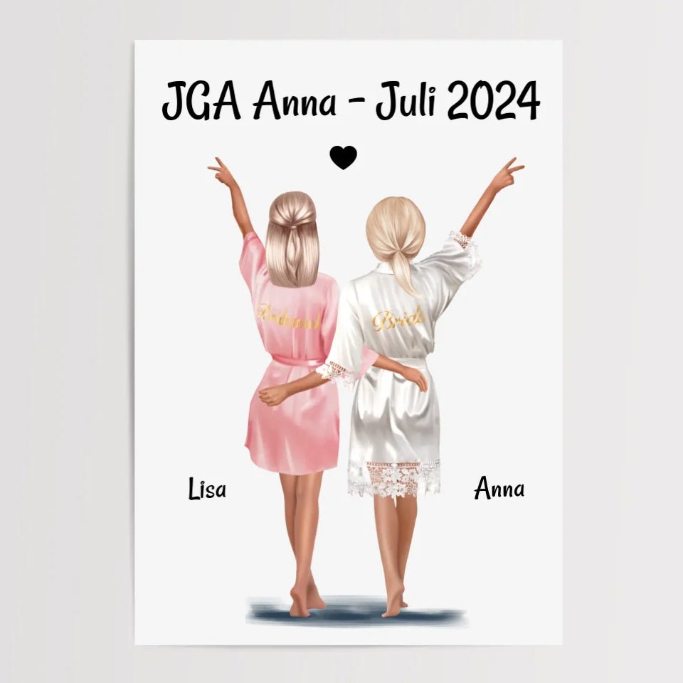 JGA Braut und Brautjungfer Bild Geschenk personalisiert - Cantty