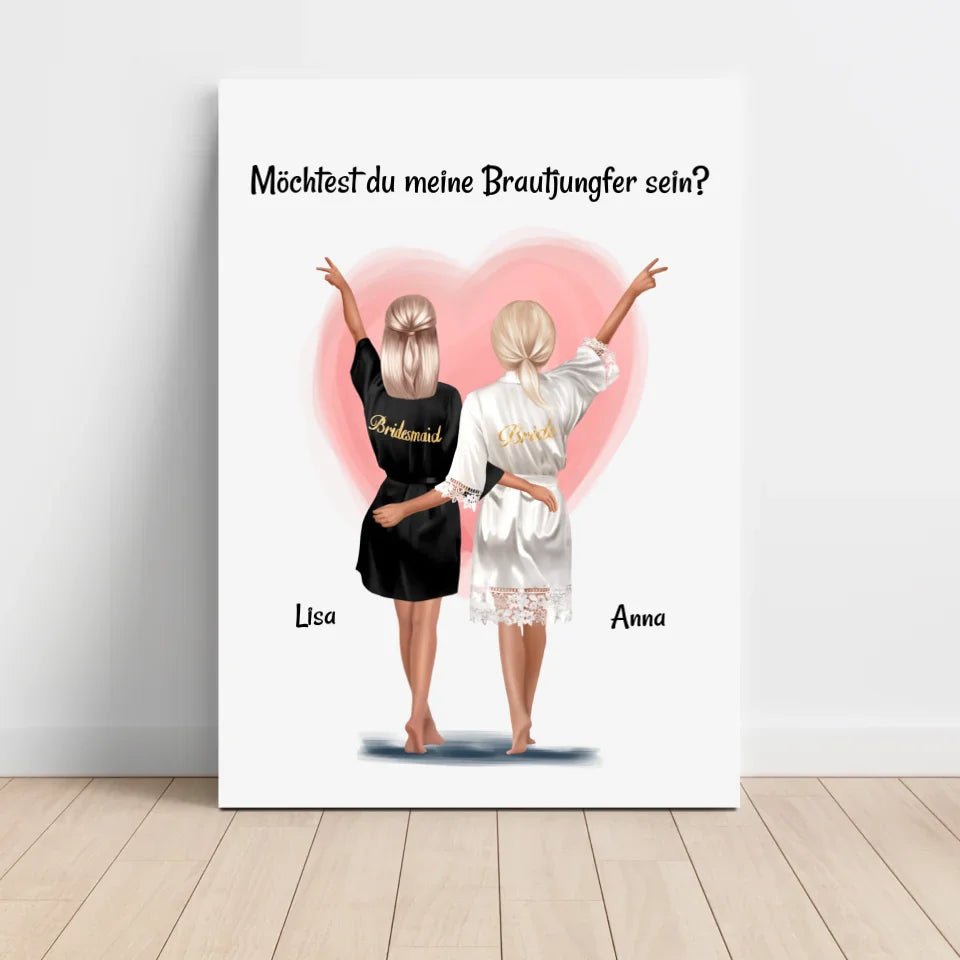 Brautjungfer Fragen Bild Geschenk personalisiert von Braut - Cantty