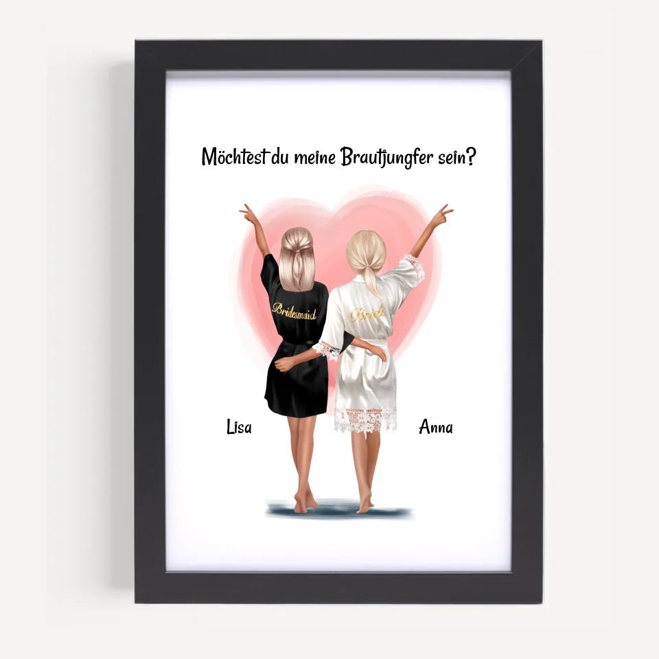 Brautjungfer Fragen Bild Geschenk personalisiert von Braut - Cantty