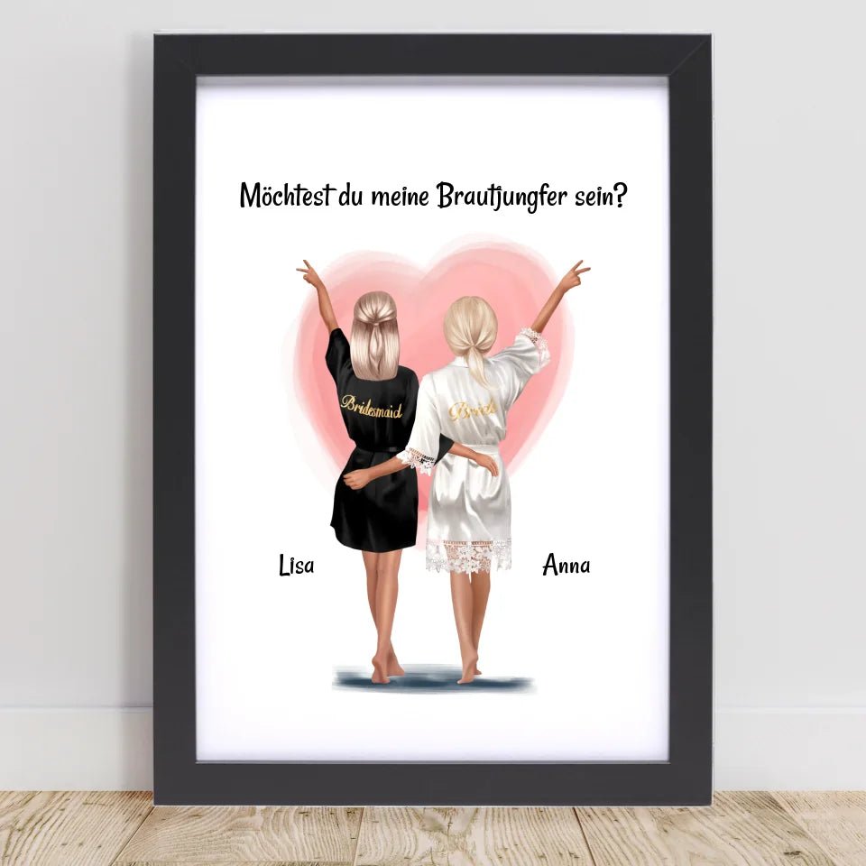 Brautjungfer Fragen Bild Geschenk personalisiert von Braut - Cantty