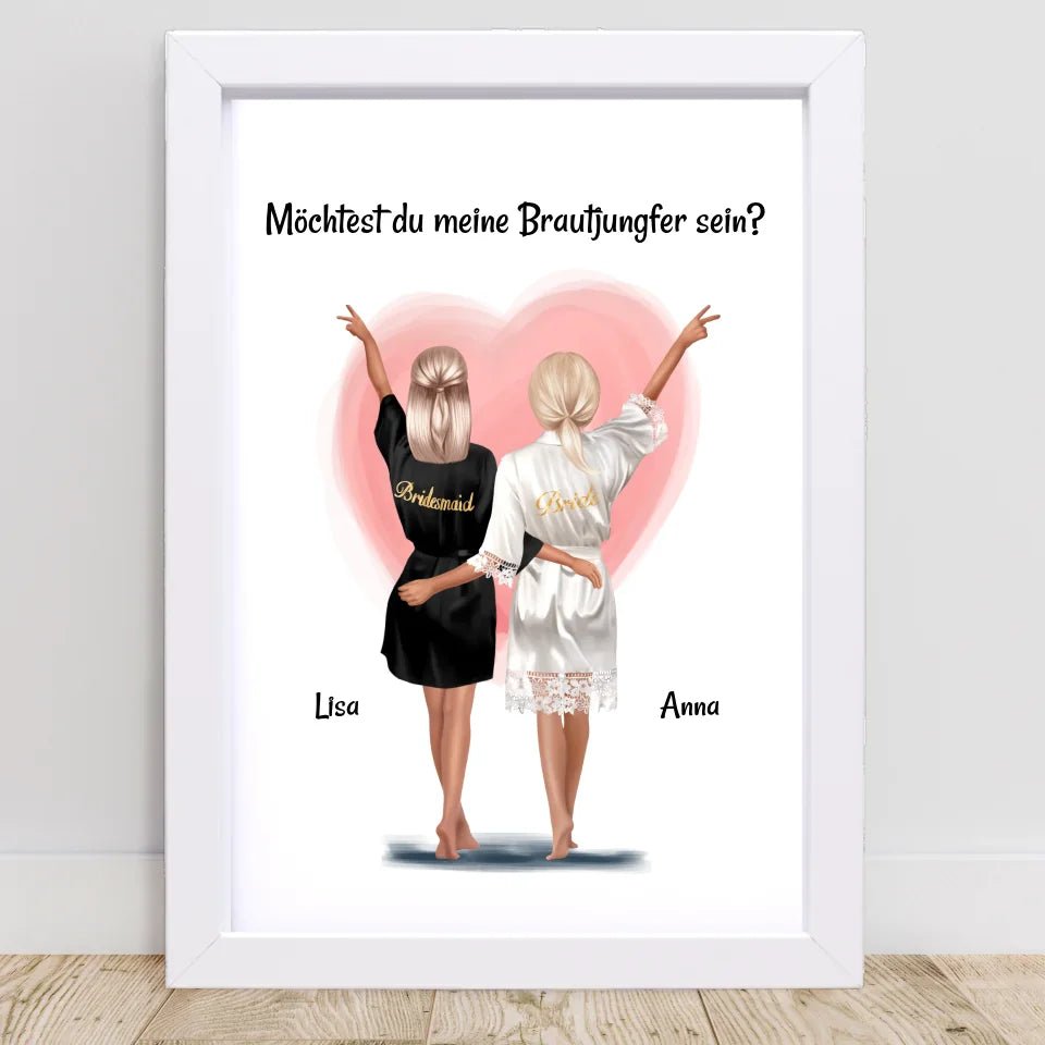 Brautjungfer Fragen Bild Geschenk personalisiert von Braut - Cantty