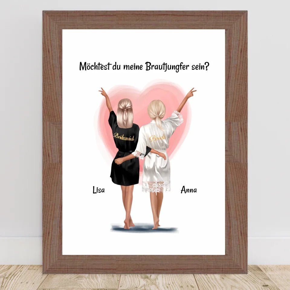 Brautjungfer Fragen Bild Geschenk personalisiert von Braut - Cantty