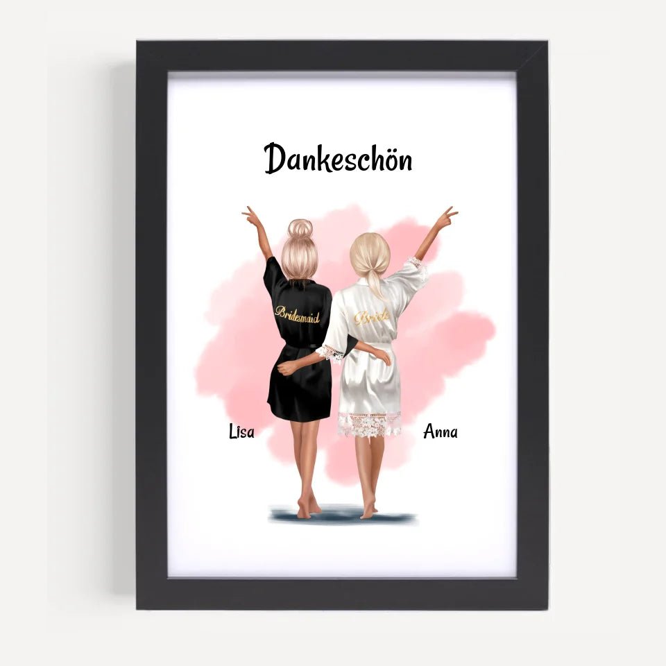 Brautjungfer Dankeschön Bild & Poster personalisiert - Cantty