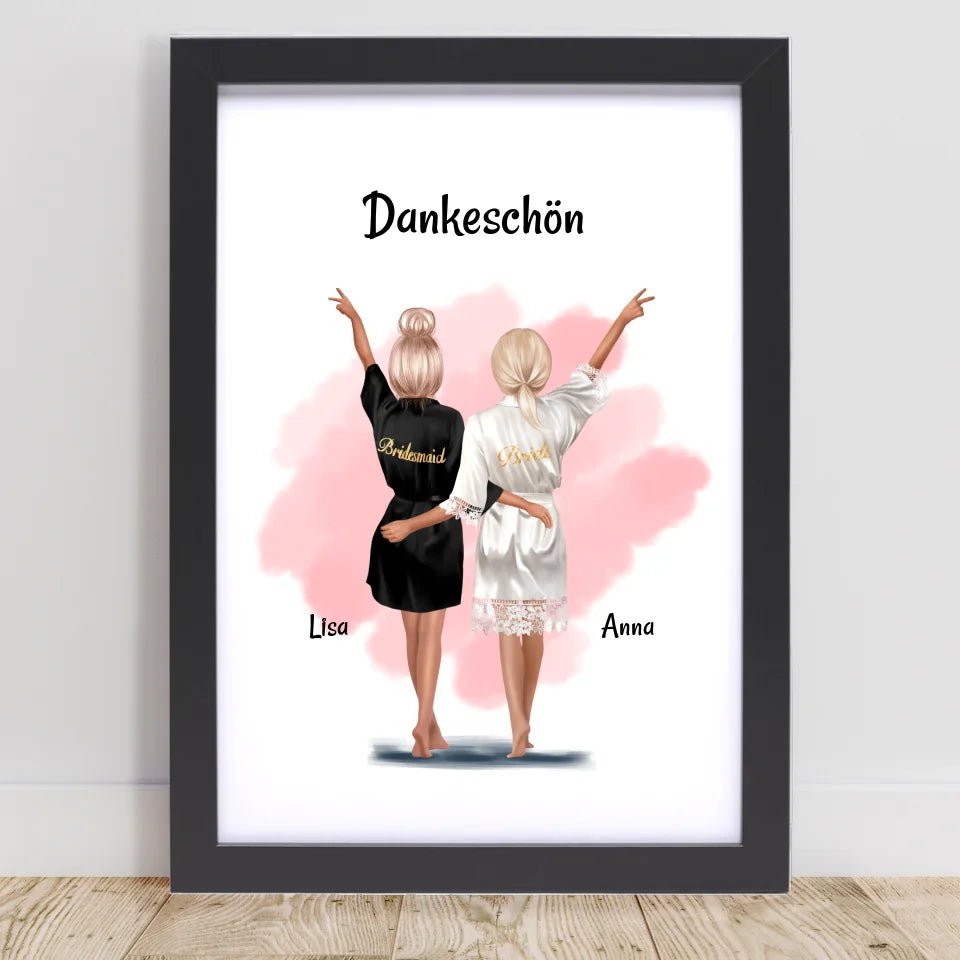 Brautjungfer Dankeschön Bild & Poster personalisiert - Cantty