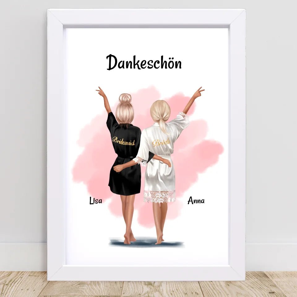 Brautjungfer Dankeschön Bild & Poster personalisiert - Cantty
