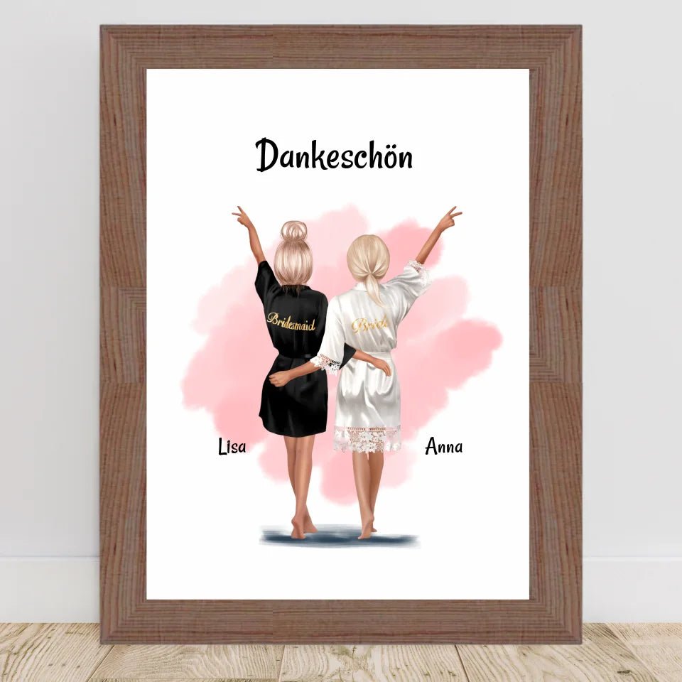 Brautjungfer Dankeschön Bild & Poster personalisiert - Cantty