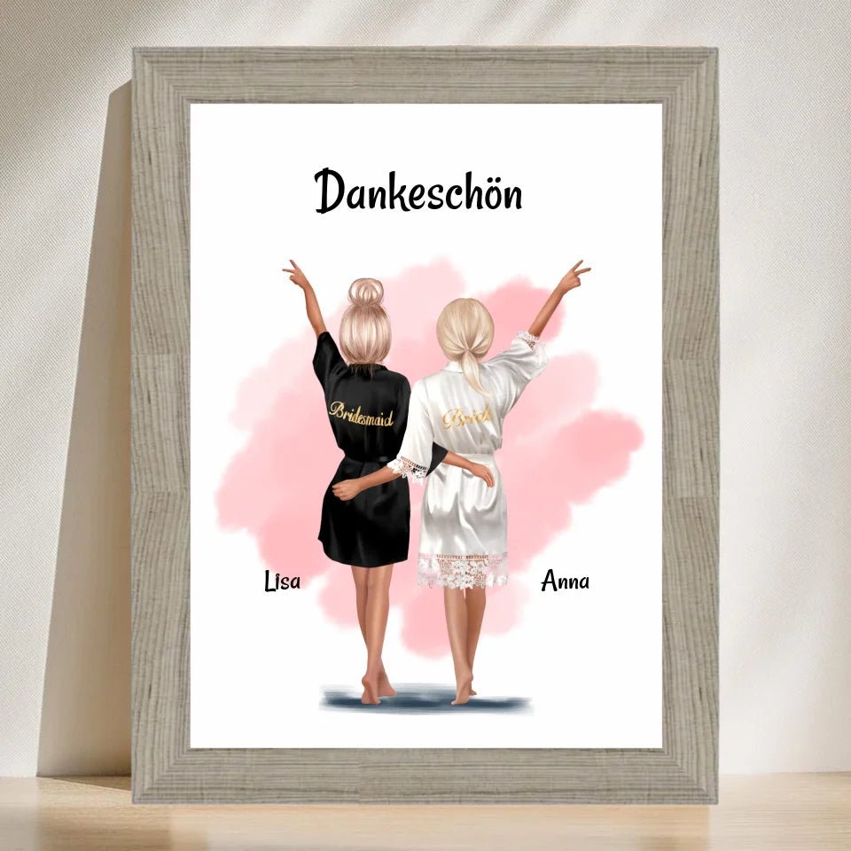 Brautjungfer Dankeschön Bild & Poster personalisiert - Cantty