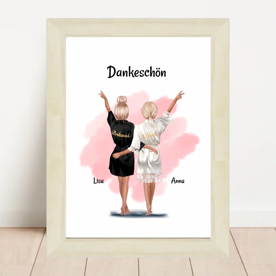 Brautjungfer Dankeschön Bild & Poster personalisiert - Cantty