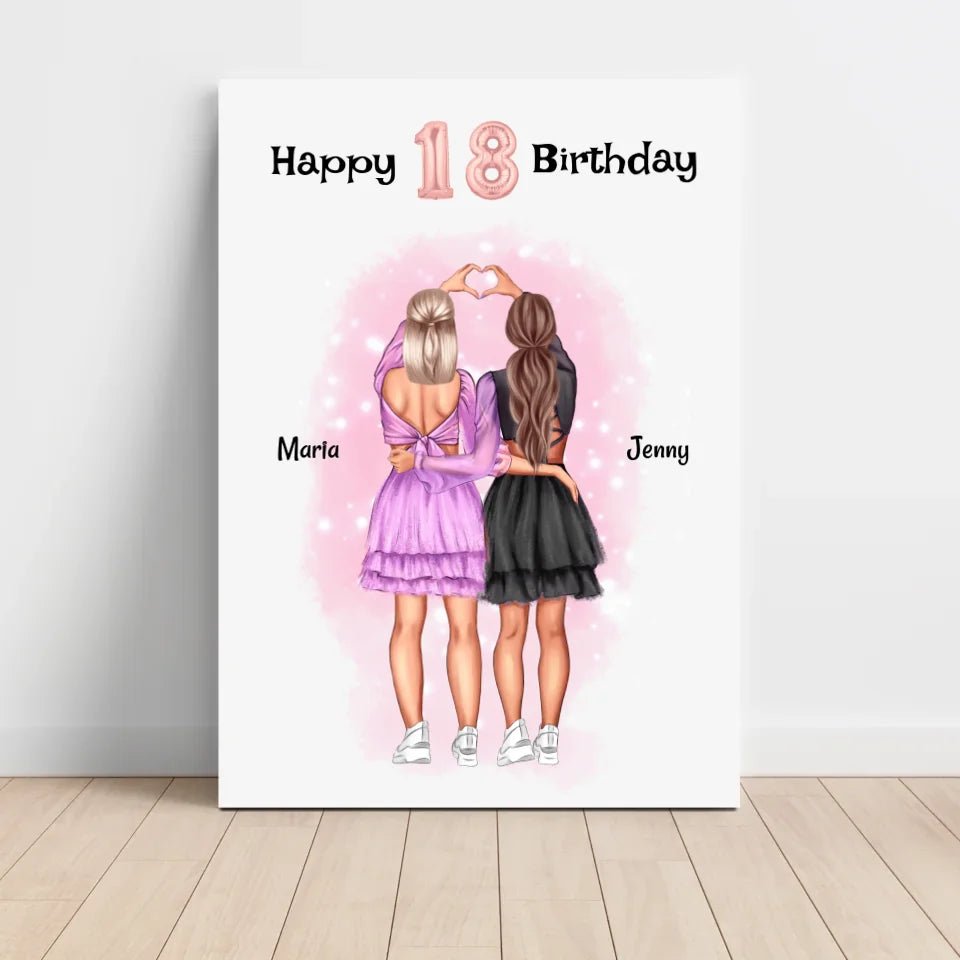 Mädchen 18 Geburtstag beste Freundin Bild personalisiert - Cantty