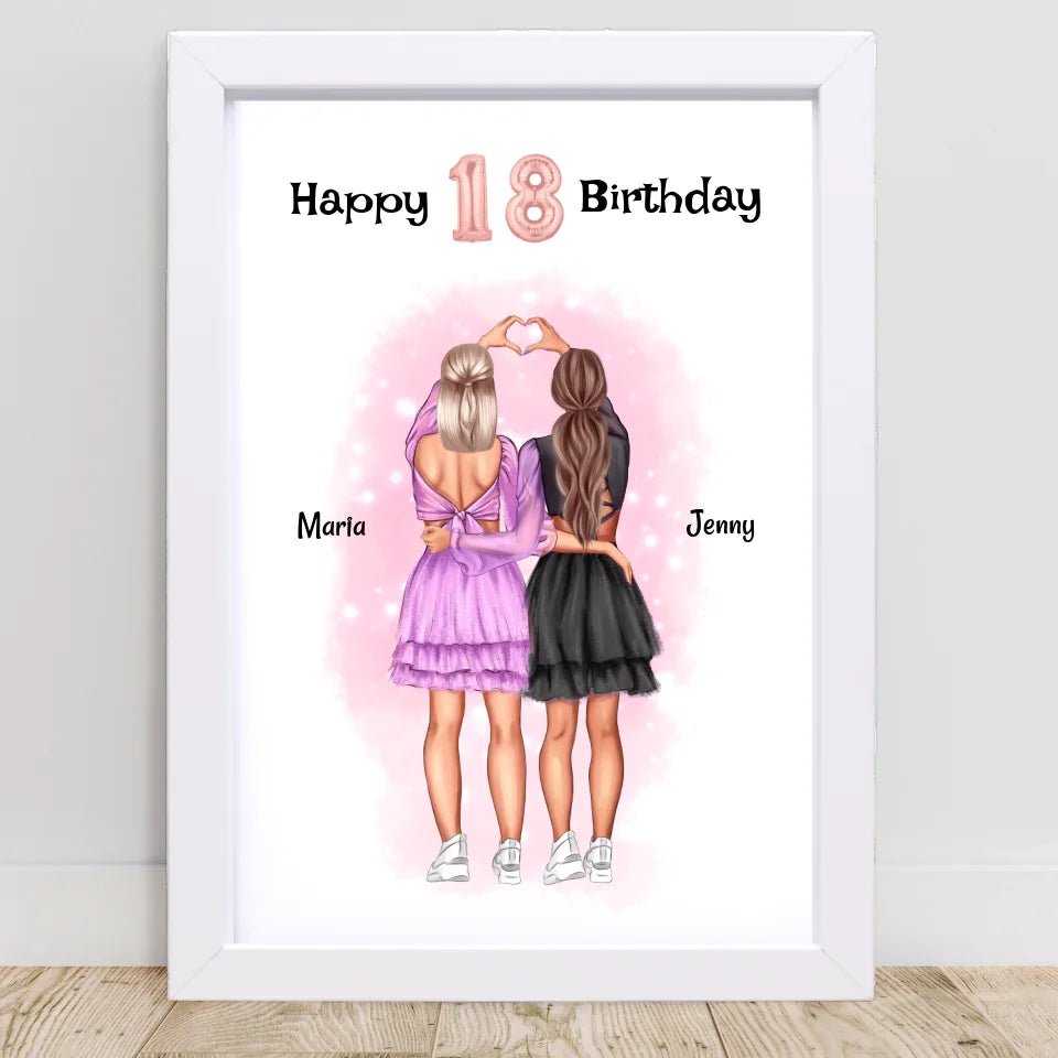 Mädchen 18 Geburtstag beste Freundin Bild personalisiert - Cantty