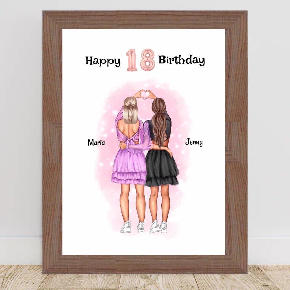 Mädchen 18 Geburtstag beste Freundin Bild personalisiert - Cantty