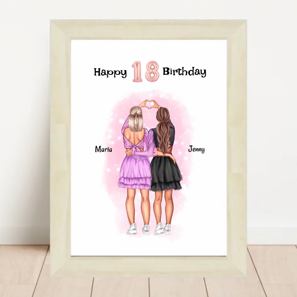 Mädchen 18 Geburtstag beste Freundin Bild personalisiert - Cantty