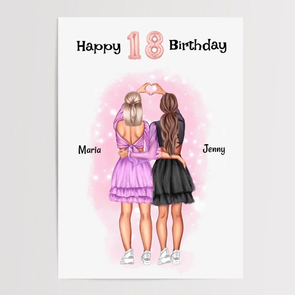 Mädchen 18 Geburtstag beste Freundin Bild personalisiert - Cantty