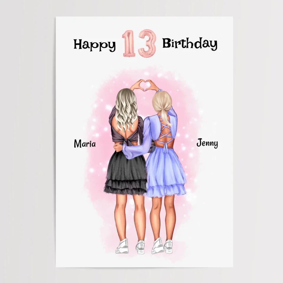 13 Geburtstag Mädchen Bild beste Freundin personalisiert - Cantty