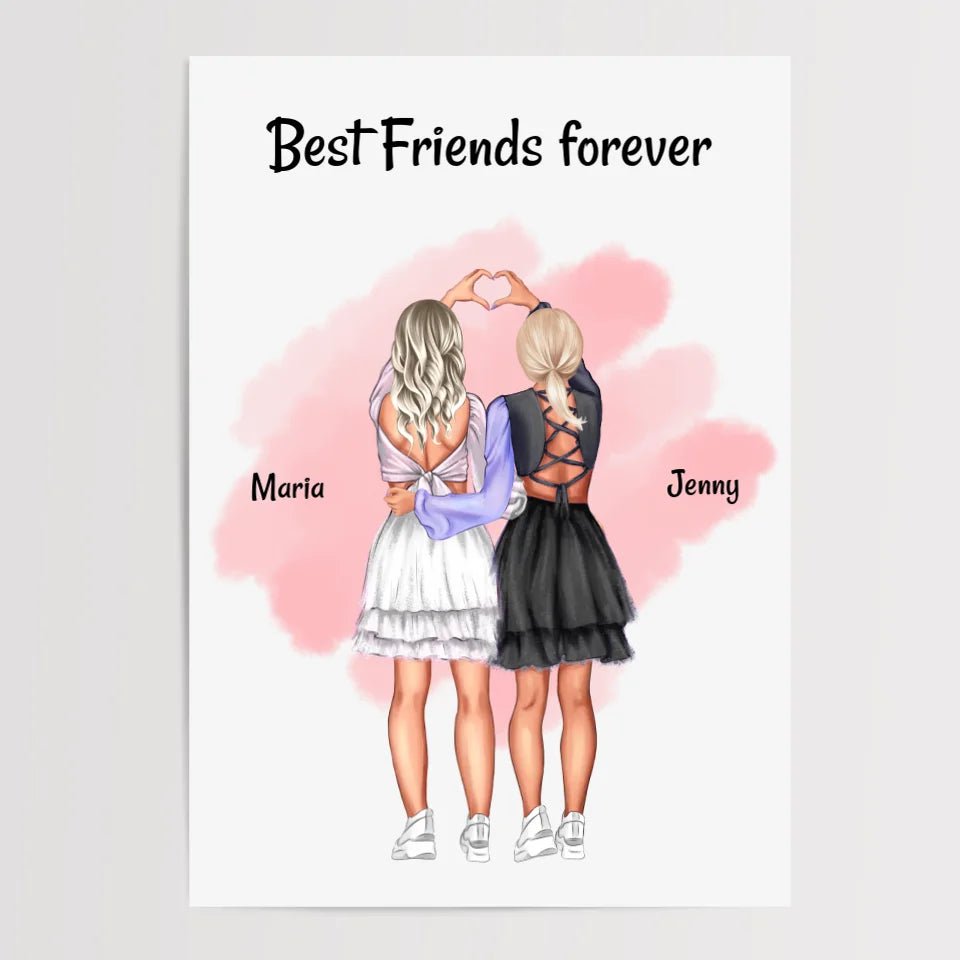 Beste Freundin Mädchen Poster personalisiert - Cantty