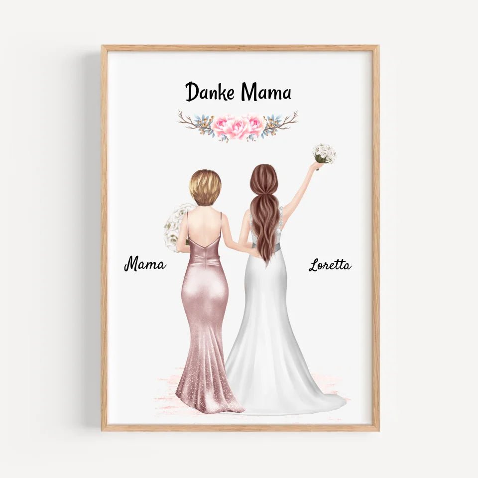 Brautmutter und Braut Bild personalisiert, Dankeschön Geschenk - Cantty