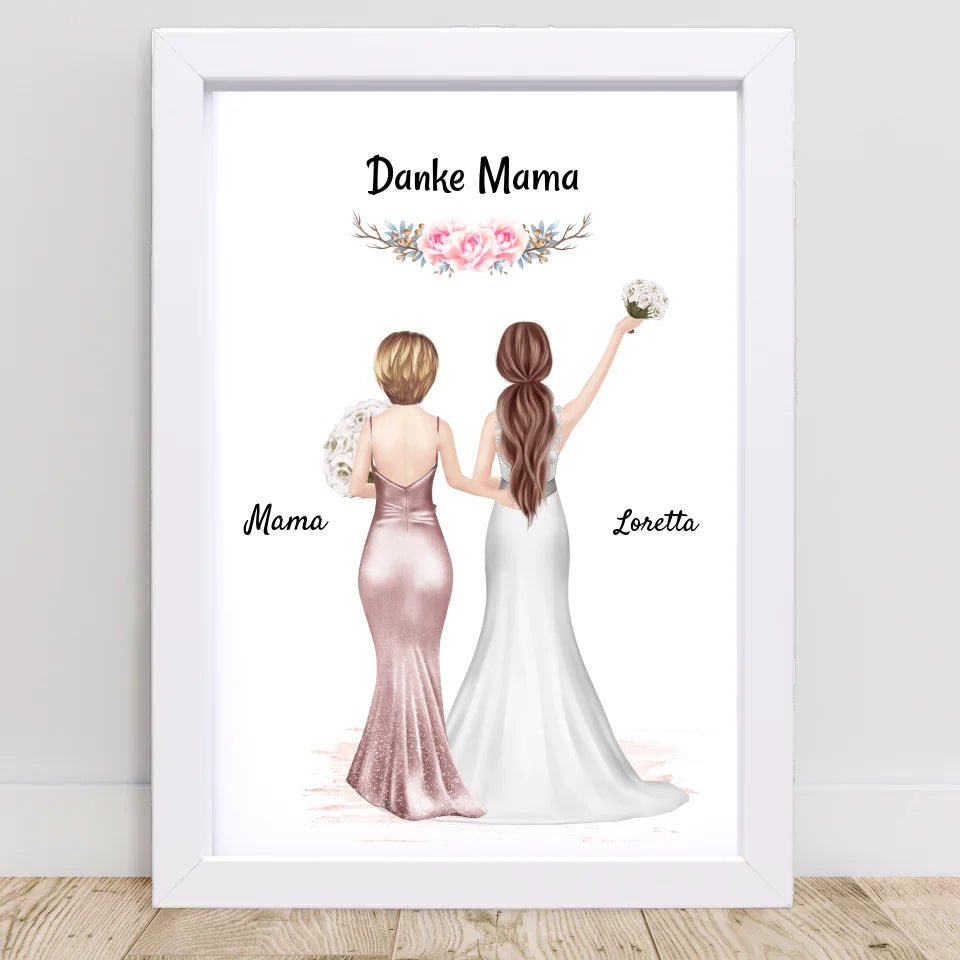 Brautmutter und Braut Bild personalisiert, Dankeschön Geschenk - Cantty