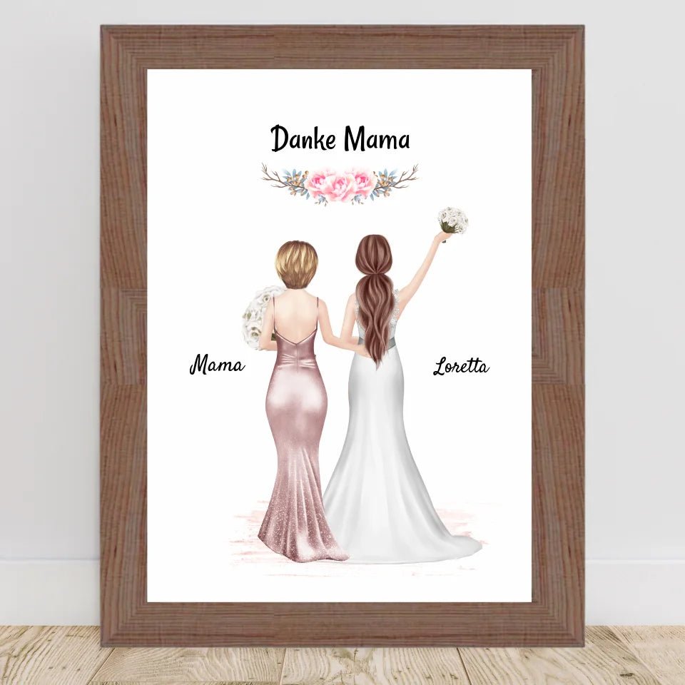 Brautmutter und Braut Bild personalisiert, Dankeschön Geschenk - Cantty