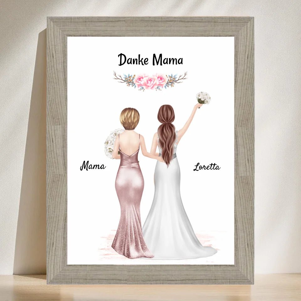 Brautmutter und Braut Bild personalisiert, Dankeschön Geschenk - Cantty