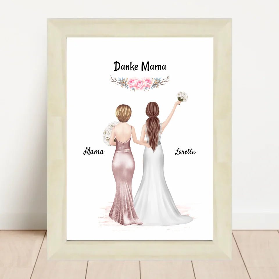 Brautmutter und Braut Bild personalisiert, Dankeschön Geschenk - Cantty