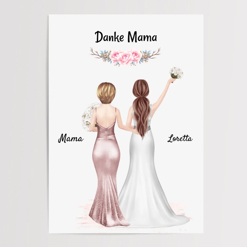 Brautmutter und Braut Bild personalisiert, Dankeschön Geschenk - Cantty