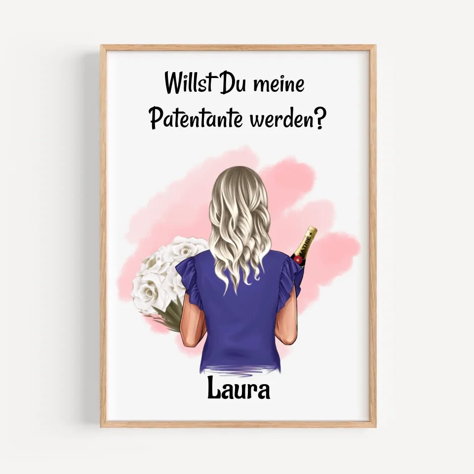 Geschenk Patentante Fragen Bild personalisiert - Cantty