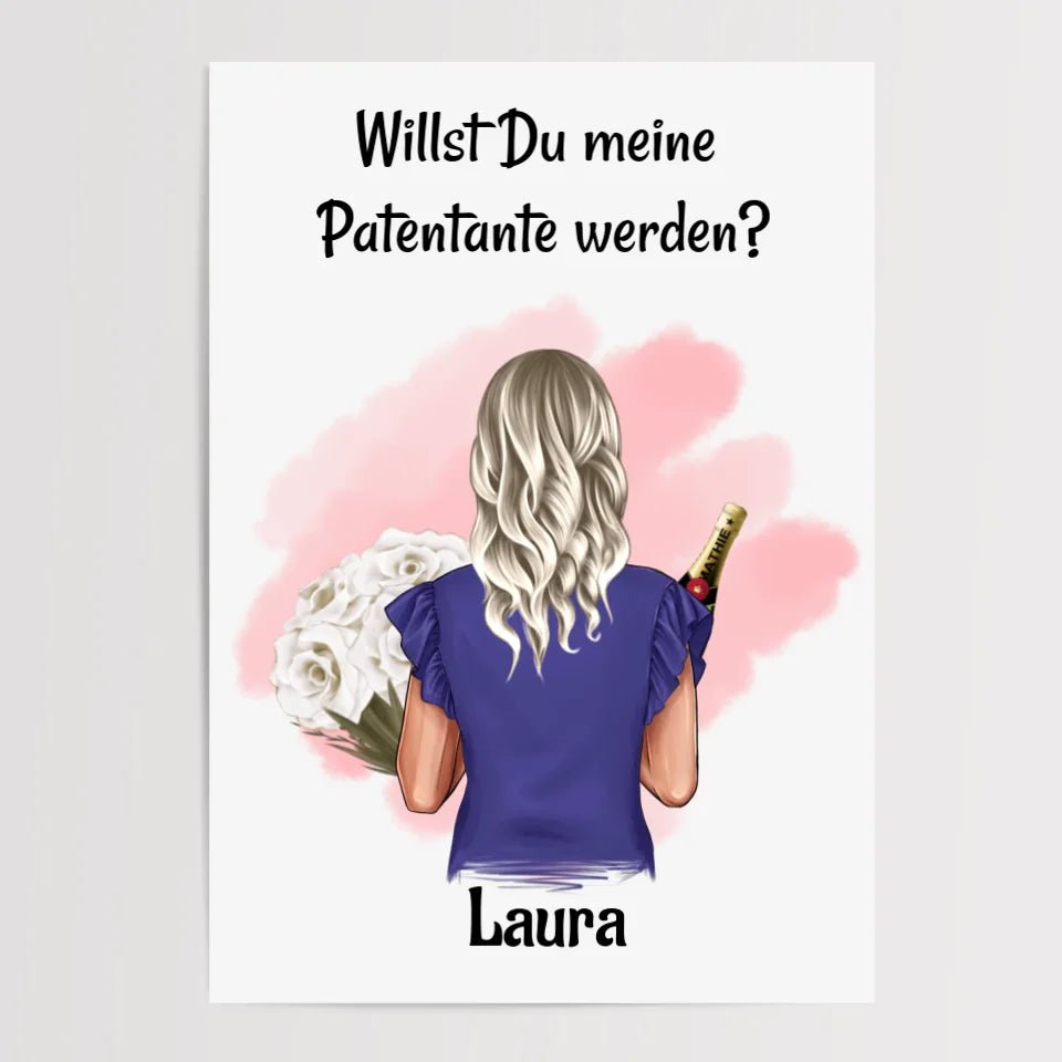 Geschenk Patentante Fragen Bild personalisiert - Cantty