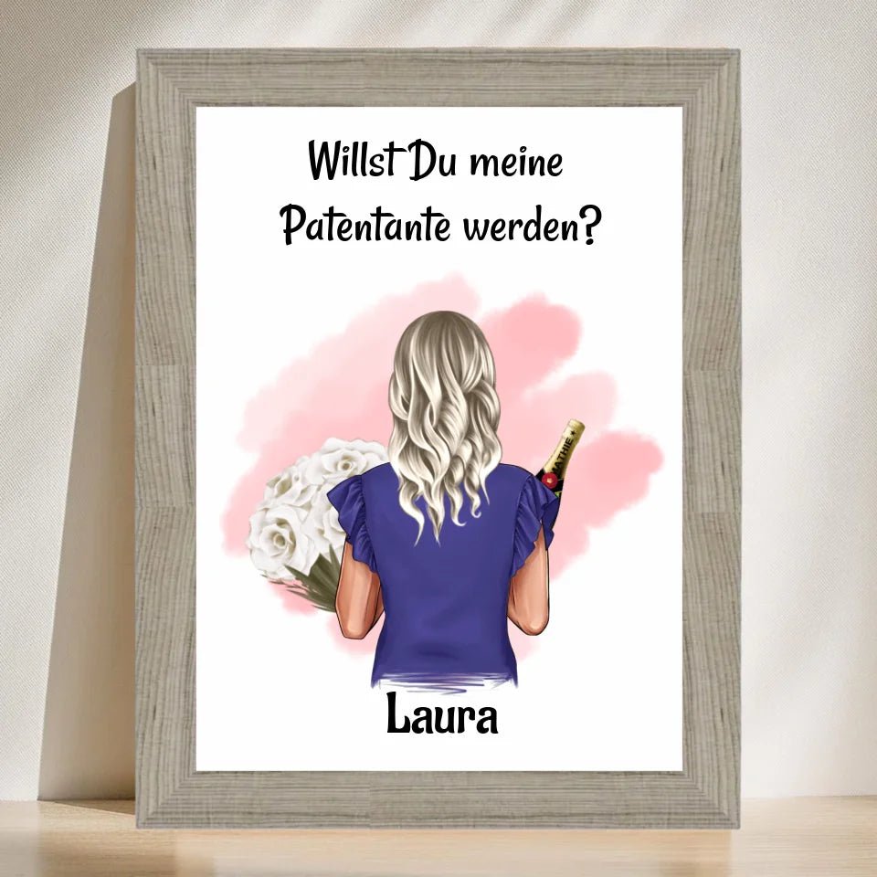 Geschenk Patentante Fragen Bild personalisiert - Cantty