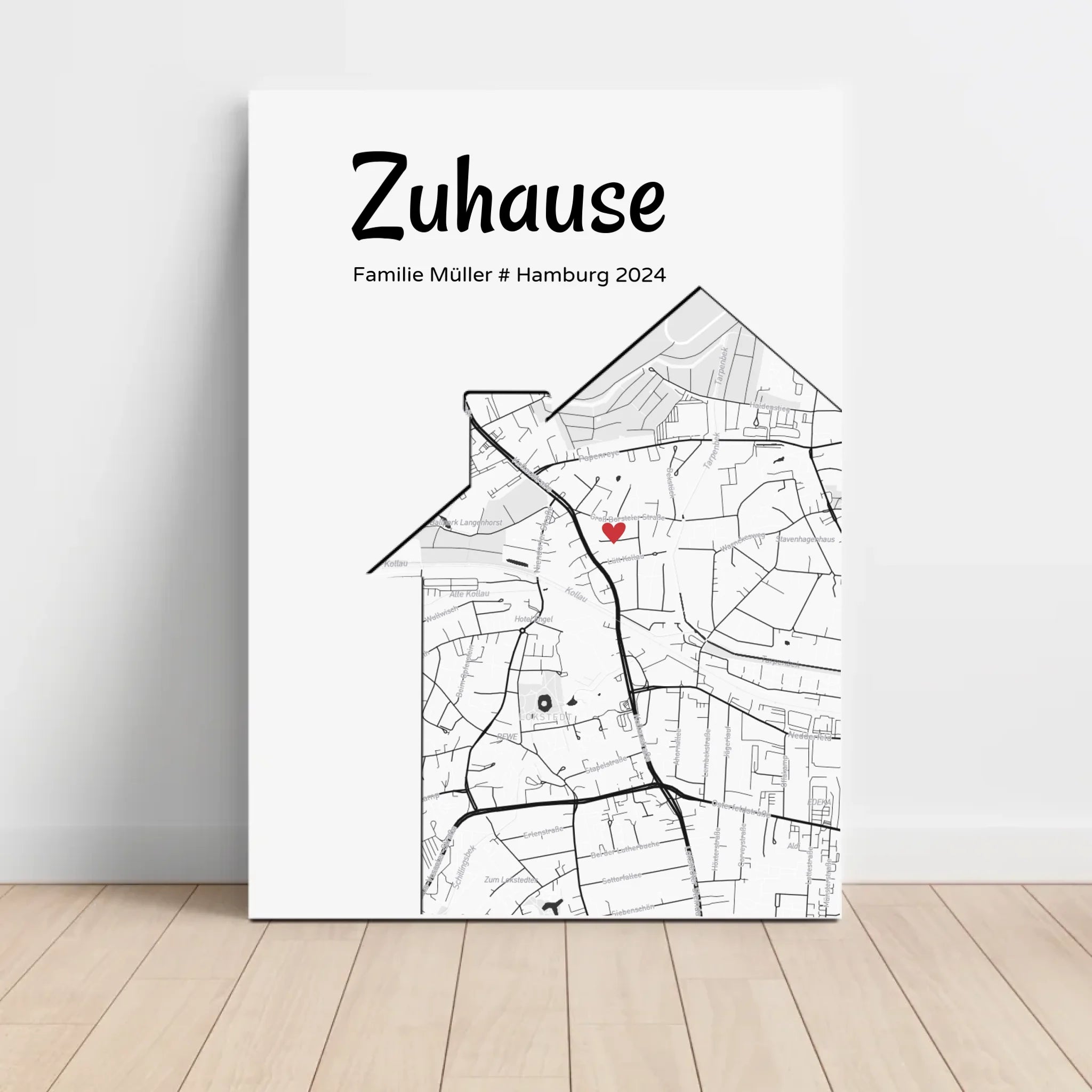 Einzugsgeschenk Stadtkarte Haus & Wohnung Koordinaten Bild, personalisiertes Zuhause Poster - Cantty