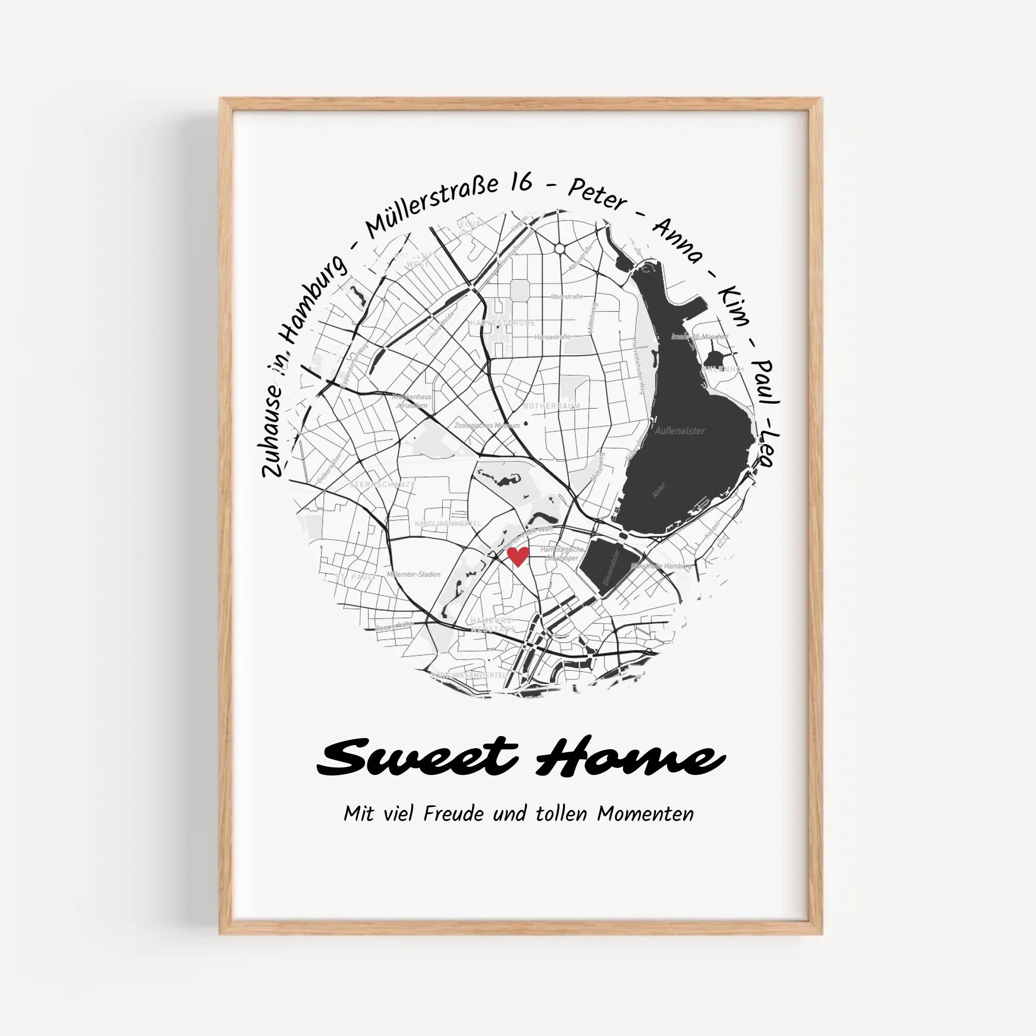 Zuhause Umzugsgeschenk Stadtkarte Koordinaten Poster personalisiert für neue Wohnung oder Haus - Cantty